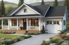 This cottage design floor plan is 728 sq ft and has 1 bedrooms and 1 bathrooms. 1bedroom House Plans, Small House With Garage, Tiny Cottage Floor Plans, House Plan Layout, Very Small House, Unique Small House Plans, Cottage Design Plans, Small Cottage Plans, House With Garage