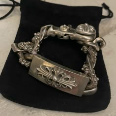 Chrome Hearts Men’s Bracelet Floral With Fancy Lobster Clasp 925 Sterling Silver Length: 22cm Materials: 925 Sterling Silver Chrome Heart Jewelry, Chrome Hearts Men, Chrome Hearts Bracelet, Chrome Hearts Jewelry, Swag Era, 2013 Swag Era, Lacey Tops, Alt Clothes, Wrist Accessories