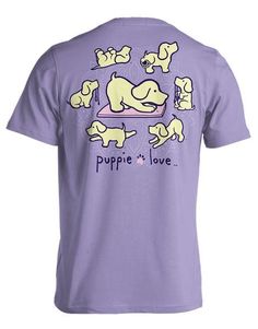 a purple t - shirt with dogs on it and the words puppie to love