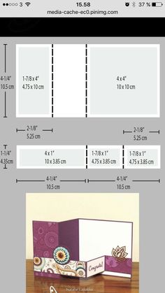 the size and width of a card with measurements for each card, including two different cards