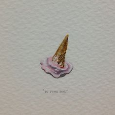 a watercolor drawing of a cone on top of a piece of paper with writing underneath it