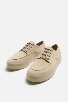 CASUAL LEATHER SNEAKERS Beige Low-top Leather Shoes With Rubber Sole, Zara Slip-on Loafers With Leather Sole, Zara Low-top Sneakers With Contrast Sole, Zara White Low-top Sneakers, Beige Low-top Sneakers With Woven Sole, Leather Finish, Blazer Vest, Leather Trainers, Leather Shirt