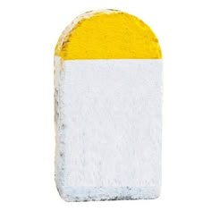 a white and yellow object is shown against a white background in this image it appears to be made out of concrete