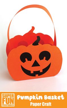 a paper pumpkin basket is shown with the words pumpkin basket on it's side