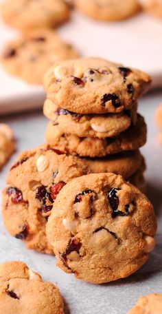 White Chocolate Chip Cookies with Cranberries, made with almond flour