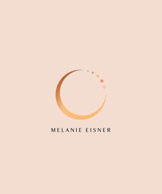 the logo for melanie eisner is shown in gold on a pink background