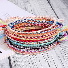 ★ DouVei Jewelry: beautify your daily life with stylish jewelries Our goal is to make every customer a perfect buying experience. All our products are brand new and come in premium packaging. One-to-one product quality inspection to ensure product quality. ★ About 10Pcs Colorful Handmade Wrap Friendship Braided Bracelet Set 10 multicolored friendship strings bracelets are perfectly woven into the soft cords, lightweight and chamring. Made of high quality woven cotton thread, bracelet length is 5-9 inch, width: 0.5inch. flexible and considerate design. Simple yet delicate bracelet, easy to match your clothing style and fit well for many occasions, convenient to take on and take off. ★ Jewelry Care Instruction: Carefully wipe your jewelry with a clean, soft cloth. Please take it off when you Thread Wrapped Bracelets, Handmade String Bracelets, Knot Rope, Braided Friendship Bracelets, Cotton Bracelet, String Bracelets, Thread Bracelets, Woven Wrap, Knot Bracelet