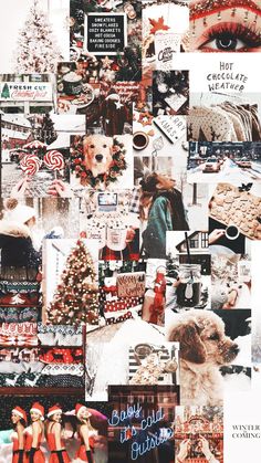 a collage of photos with christmas themed items