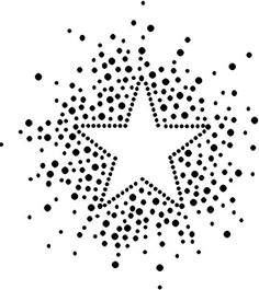 a black and white image of a star made out of dots on a white background