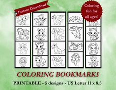 coloring bookmarks for children to print and color with the text, instant download fun for