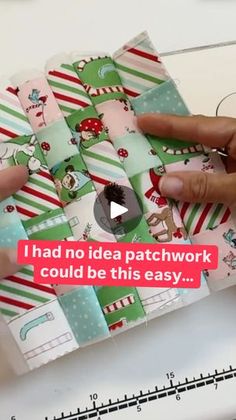 someone is cutting out christmas cards on a piece of paper that says i had no idea patchwork could be this easy