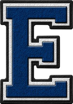 the letter e in blue and white