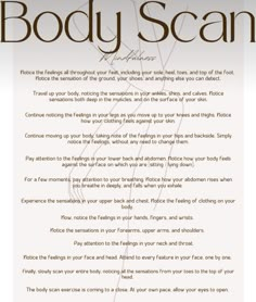 the body scan poem is shown in brown and white