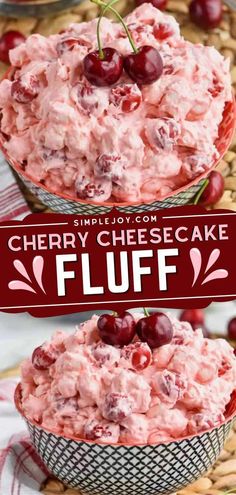 cherry cheesecake fluff is an easy dessert that's ready to be eaten