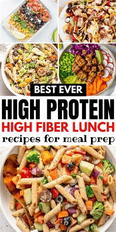 the best high protein lunches for meal preps are in this collage with text overlay