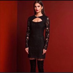 Perfect Condition, Nwt. Arms Are Too Small For Me. Seriously Beautiful Though- Open To Offers. Pencil Skirt Mini, Stone Cold Fox Dress, Fox Dress, Straight Across Neckline, Black Lace Mini Dress, Stone Cold Fox, Crochet Lace Dress, Scoop Neck Dress, Stone Cold