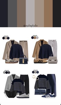 Navy Blue Color Scheme Outfit, Navy Color Palette Outfit, Winter Combinations Outfit Ideas, Color Palette Winter 2024/2025, Winter Color Palette Outfits, Capsule Wardrobe Casual, Simple Casual Outfits, Stylish Outfits For Women Over 50