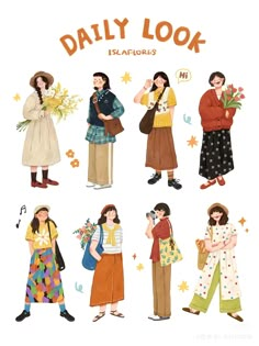 an image of daily look magazine cover featuring women in different outfits and flowers on their heads