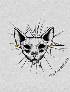 a drawing of a cat's face with the words, crossfield on it