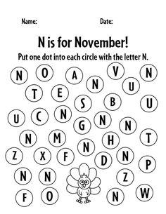 the letter n is for november printable worksheet