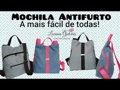 three backpacks are shown with the words mochila antiturto in spanish