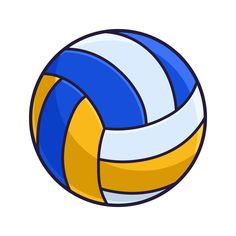 a blue and yellow volleyball ball on a white background