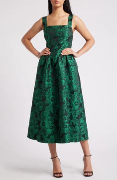 Chelsea28 Sleeveless Brocade Midi Dress | Nordstrom Green Lace Dress, Green Lace Dresses, Green Fits, Designer Clothes For Men, Green Lace, Women's Summer Fashion, Hunter Green, Nordstrom Dresses, Elegant Style