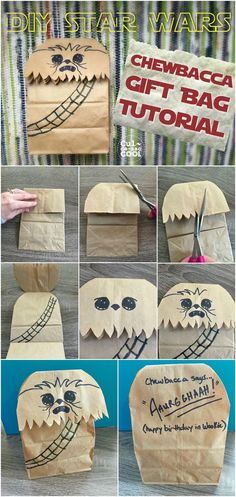 the instructions for how to make a paper bag that looks like a monster with its mouth open