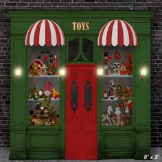 an image of a toy store front with christmas decorations