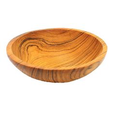 a wooden bowl on a white background