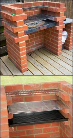 an outdoor bbq grill made out of bricks