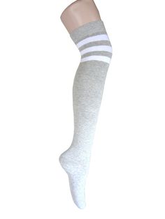 Women and Girls Triple Stripes Over Knee High Cotton Socks, Multi-colors available. Popular and the bright point for Party, great gift for Holiday and birthday. They're made by combed cotton and polyester and spandex, the features are comfortable and breathable and elasticity. Trendy Gray Cotton Socks, Stretch Cotton Hosiery, Casual Gray Thigh-high Socks, Casual Gray Thigh High Socks, Casual Stretch Hosiery For School, Trendy White Knee-high Socks For School, Trendy White Knee-high School Socks, White Cotton School Socks, Stretch Gray Cotton Socks