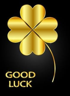 a four leaf clover with the words good luck