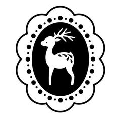 a black and white silhouette of a deer with antlers on it's head