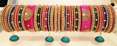 38 Bangles In Full Set  Silk Thread Bangles Wedding Bangles Collection Baby Shower Jewelry, Bangles Collection, Wedding Bangles, Kundan Work, Silk Thread Bangles, Thread Bangles, Bracelet Wedding, Bridal Bangles, Silk Thread