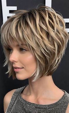 Short Bob With Stacked Back, Short Funky Bob Hairstyles, Undercut Shaggy Bob, Short Bob Haircuts With Layers, Edgy Pixie Cuts For Fine Hair, Short Shaggy Bob With Bangs, Short Shaggy Pixie Haircuts, Layered Stacked Bob Haircut, Shaggy Bobs