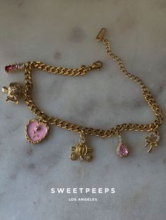 Select Product Details + Care - 18K Gold Dipped Over Brass - Brass: Copper + Zinc Alloy - 1 Bracelet Only - Wipe Clean - Imported Dimensions - Chain Approximately 6.5" + 2" Extension Have a question? Please message info@shopsweetpeeps.com and our support team will get back to you in 48 hours. Cutesy Outfits, James Avery Charm Bracelet, James Avery Charms, Bracelets Ideas, Charms Bracelet, Gold Charm Bracelet, Dainty Gold Necklace, Silver Jewelry Pendant, Gold Dipped