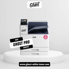 the ghost pro printer is on display in front of two stickers that say ghost