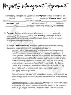 a property management agreement is shown