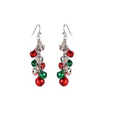 PRICES MAY VARY. The Christmas Jingle Bell Dangle Earrings Are Made Of Hypoallergenic metal for sensitive ears, 14K White Gold Plated, High Quality Plating & Polished, Cute Dangling Earrings. Top piercing fish hook closure, Green, Red, Silver Colors Jingle Bell Balls, Highest Quality Craftsmanship, Lightweight and Comfort Fit. Great Gift for Thanksgiving Day, Christmas And New Year. Fashion Elegant Dangling Jewelry, Well matched for dress, appointment, daily, party and any other occation Ideal G Tinkle Bell, Gift For Bff, Red Green Christmas, Christmas Jingles, Christmas Festival, Beaded Christmas Ornaments, Great Gifts For Women, Bead Work Jewelry, Jingle Bell