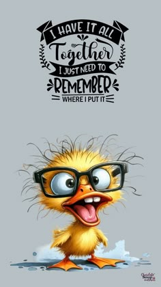 a cartoon bird wearing glasses with the caption i have it all together just need to remember where i put it