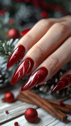 Christmas Tree Nails, Christmas Nails Easy, Winter Nails Acrylic, Cute Christmas Nails