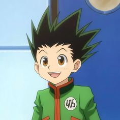 an anime character with black hair and green jacket