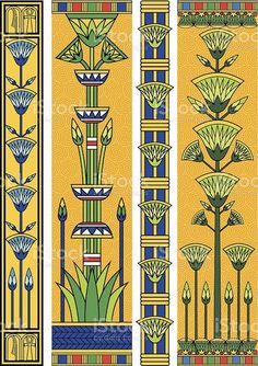 an art nouveau style design with flowers and plants in yellow, blue, green and red colors