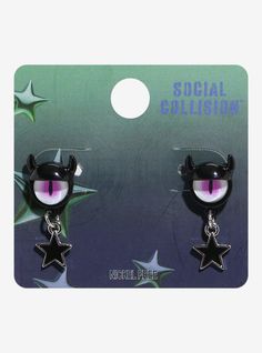 Social Collision Monster Eye Star Drop Earrings | Hot Topic Monster Energy Accessories, Horned Monster, Scene Earrings, Social Collision, Horror Earrings, Inner Monster, Right Arrow Icon, Star Drop Earrings, Cool Earrings