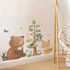 there is a bear and other animals on the wall