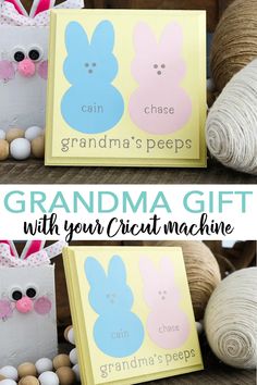 an easter card with the words grandma's peeps and crochet on it