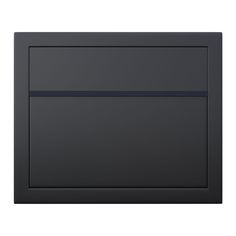 the back side of a black wall mounted cabinet with two horizontal lines on each side