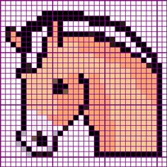 a cross - stitch pattern of a horse's head in pink and black colors