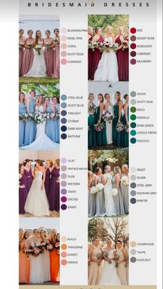 the color scheme for different bridesmaid dresses